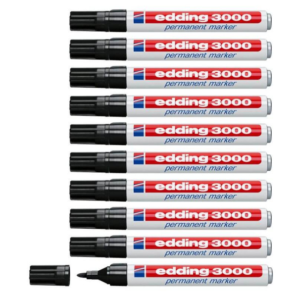 edding 3000 Permanentmarker schwarz 1,5 - 3,0 mm, 10 St.