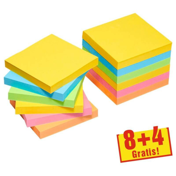 8 + 4 GRATIS: Post-it® Carnival Haftnotizen extrastark farbsortiert 8 Blöcke + GRATIS 4 Blöcke